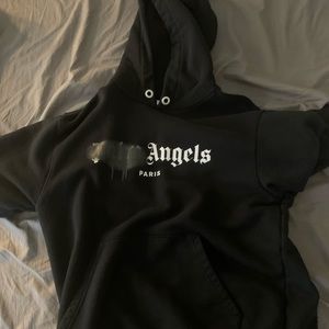 Palm Angels Black “Paris” Sprayed Logo Hoodie